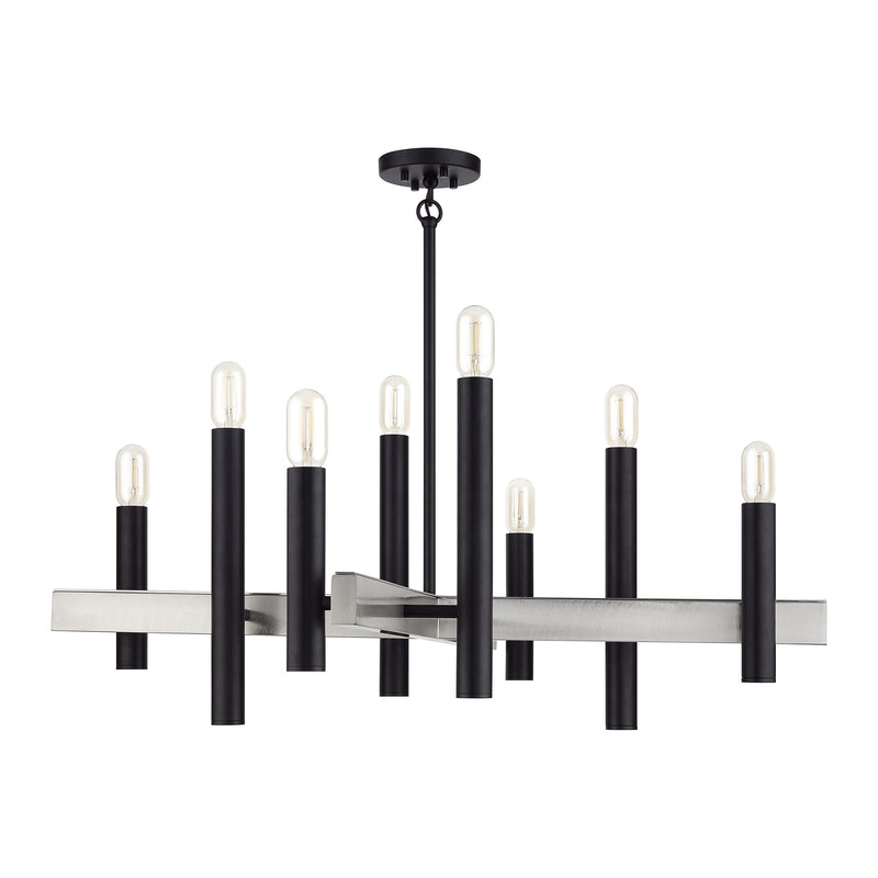 Helsinki 8-Light Large Chandelier (Model 49996) in Black with Brushed Nickel Accents