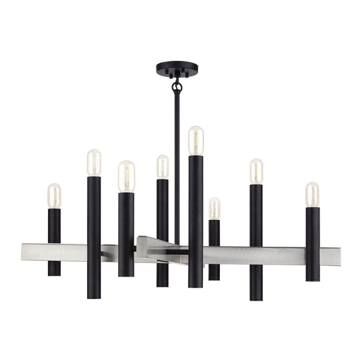 Helsinki 8-Light Large Chandelier (Model 49996) in Black with Brushed Nickel Accents
