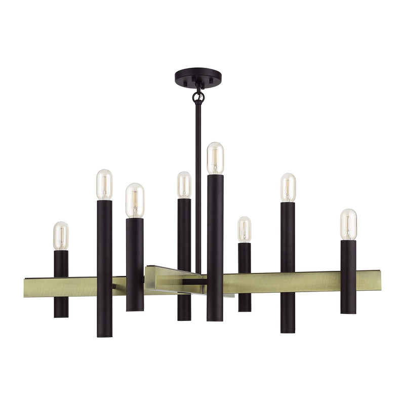 Helsinki 8-Light Large Chandelier (Model 49996) in Bronze with Antique Brass Accents