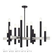 Helsinki 12-Light Extra Large Chandelier in Black with Brushed Nickel Accents