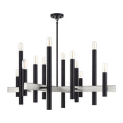 Helsinki 12-Light Extra Large Chandelier in Black with Brushed Nickel Accents