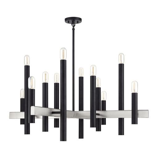 Helsinki 12-Light Extra Large Chandelier in Black with Brushed Nickel Accents