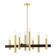 Helsinki 8-Light Large Chandelier (Model 49998) in Satin Brass with Bronze Accents