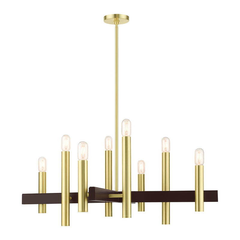 Helsinki 8-Light Large Chandelier (Model 49998) in Satin Brass with Bronze Accents