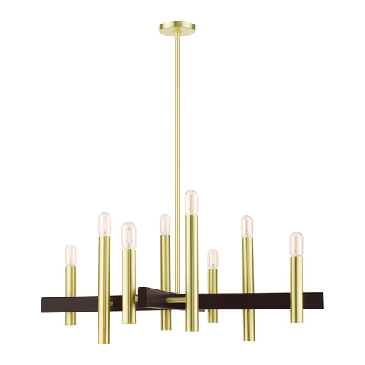 Helsinki 8-Light Large Chandelier (Model 49998) in Satin Brass with Bronze Accents