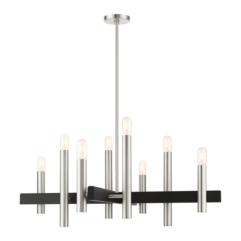 Helsinki 8-Light Large Chandelier (Model 49998) in Brushed Nickel with Black Accents