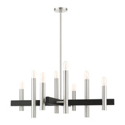 Helsinki 8-Light Large Chandelier (Model 49998) in Brushed Nickel with Black Accents