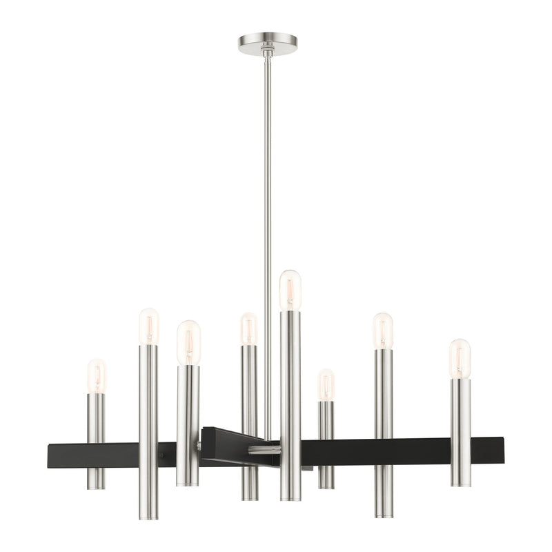 Helsinki 8-Light Large Chandelier (Model 49998) in Brushed Nickel with Black Accents
