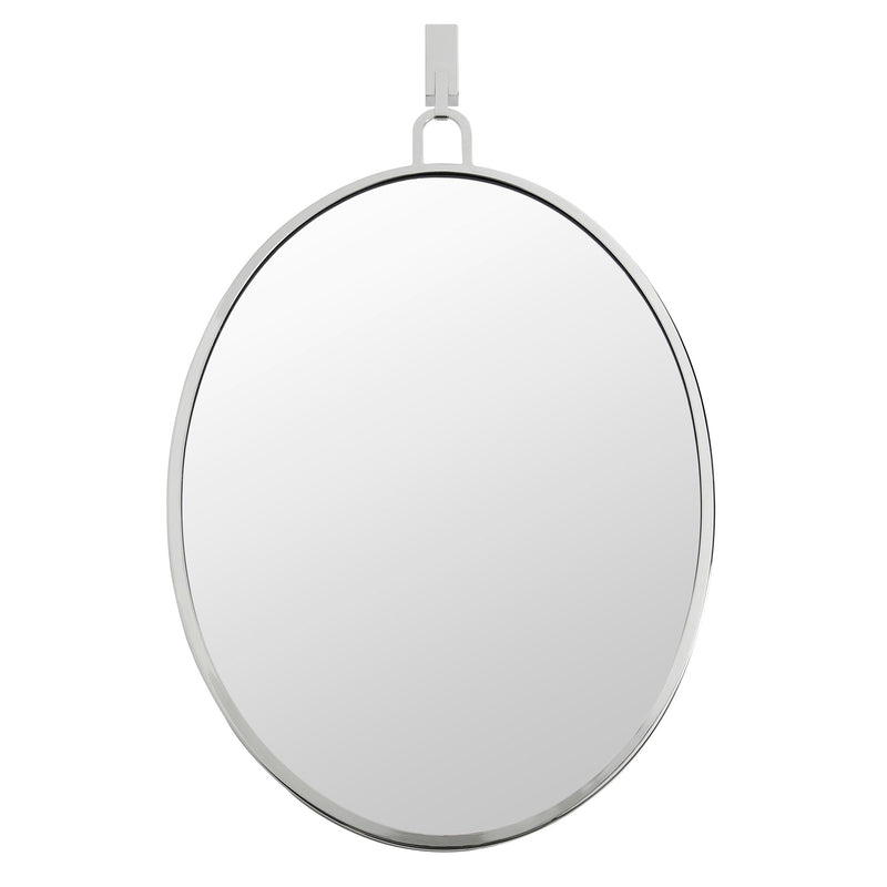 Stopwatch 22.25" x 33.25" Oval Wall Mirror in Polished Nickel