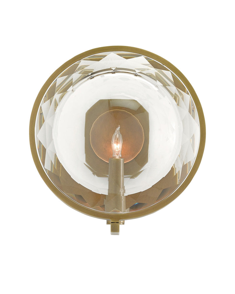 MarjieScope Wall Sconce in Clear / Antique Brass