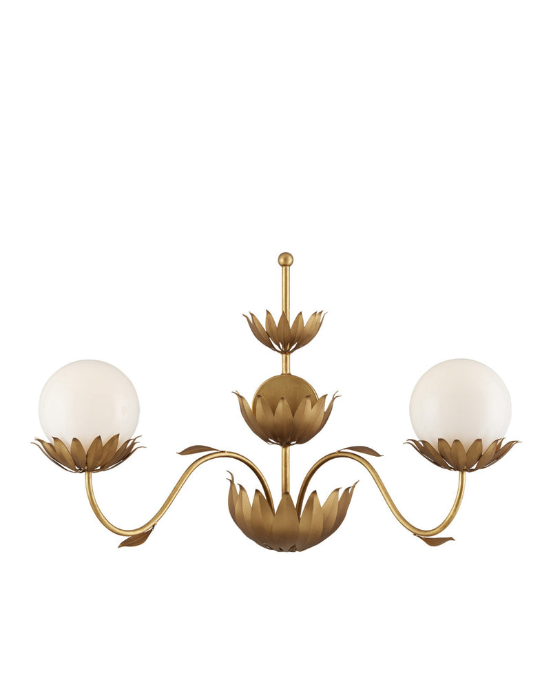 Mirasole 2-Light Wall Sconce in Contemporary Gold Leaf / Gold / White