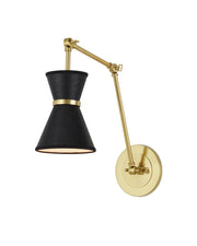 Avignon Swing Arm Wall Sconce in Polished Brass / Black