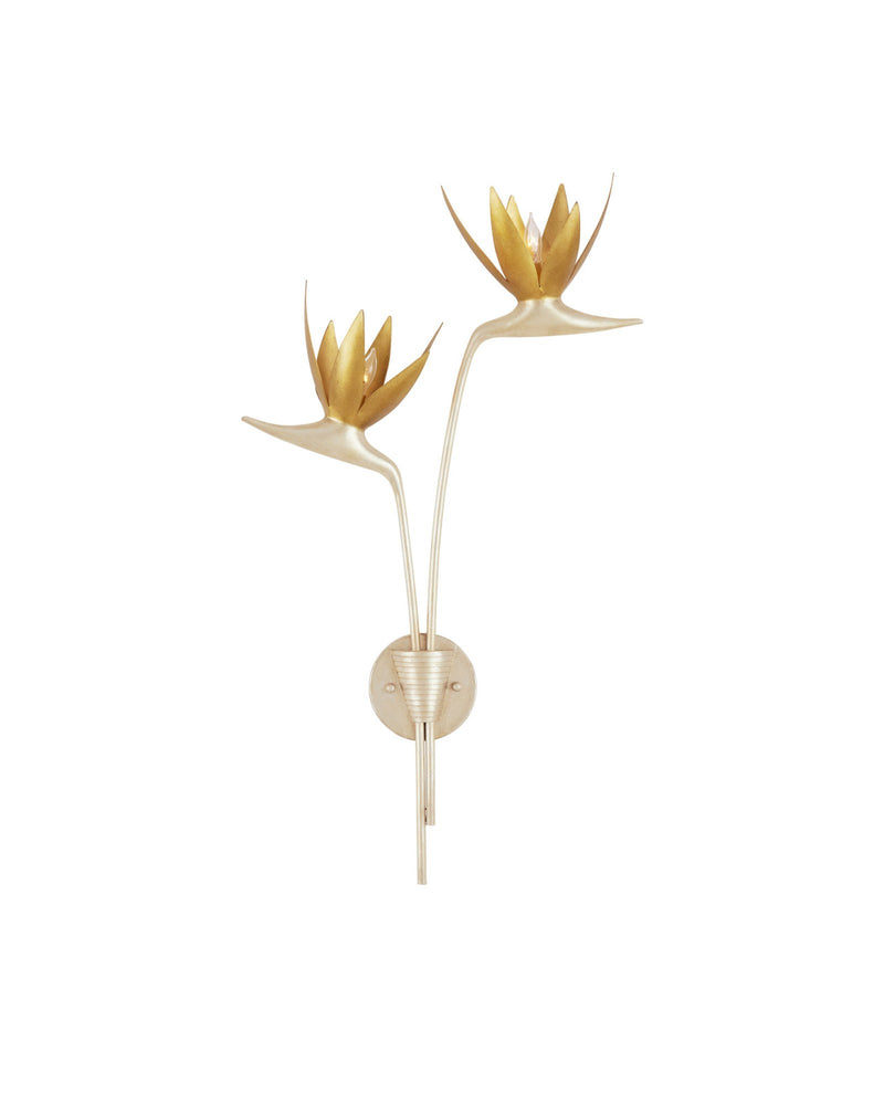 Paradiso 2-Light Right Wall Sconce in Contemporary Silver Leaf / Contemporary Gold Leaf / Gold
