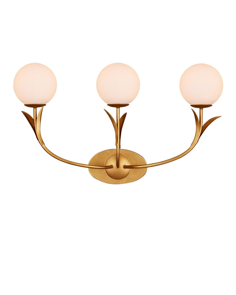 Rossville 3-Light Wall Sconce in Contemporary Gold Leaf / Frosted White
