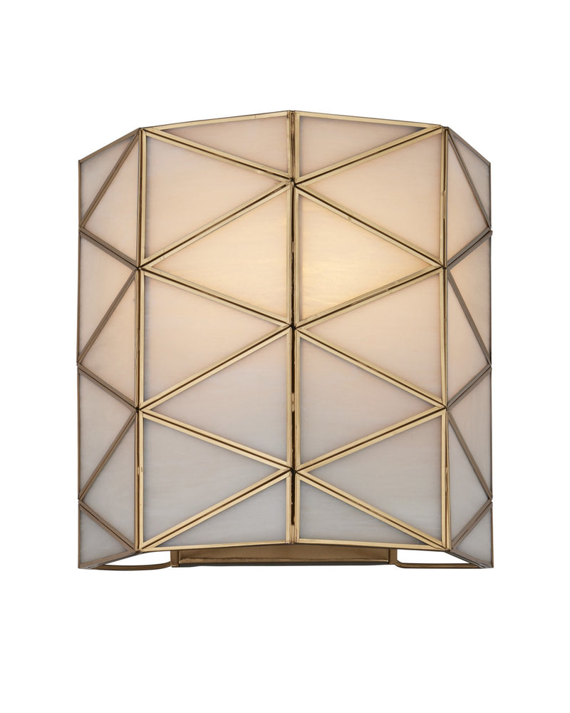 Polyhedron Wall Sconce in White / Antique Brass