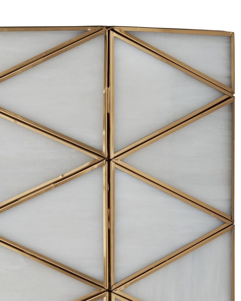 Polyhedron Wall Sconce in White / Antique Brass