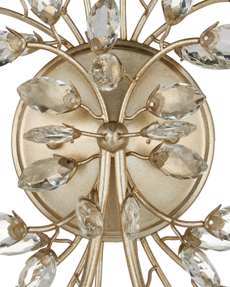 Forget-Me-Not 2-Light Wall Sconce in Clear / Silver Leaf