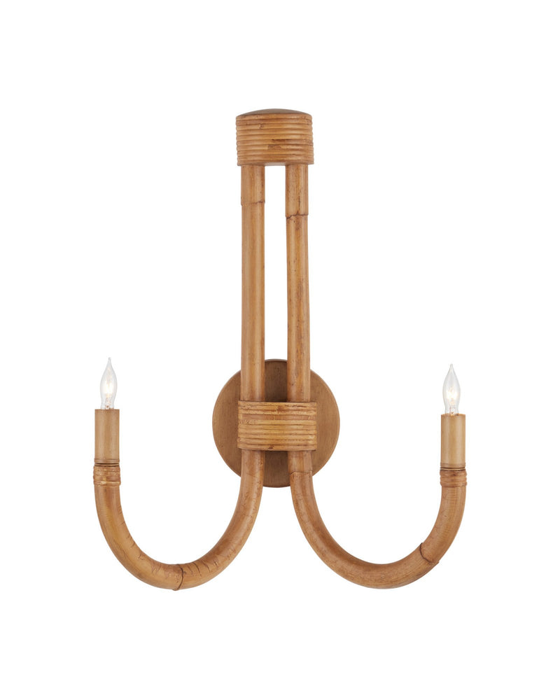 Samsara 2-Light Wall Sconce in Natural / Saddle Tan