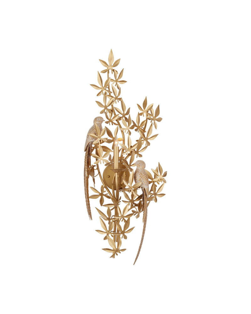 Aviary Left Wall Sconce in Swedish Gold