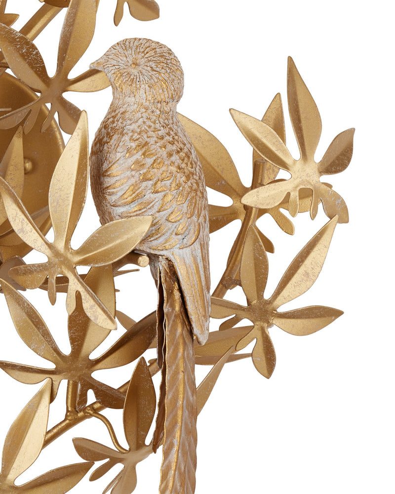 Aviary Left Wall Sconce in Swedish Gold