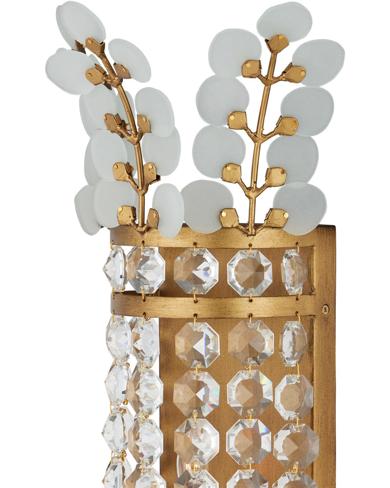 Bradshaw 2-Light Wall Sconce in Frosted / Clear / Brass