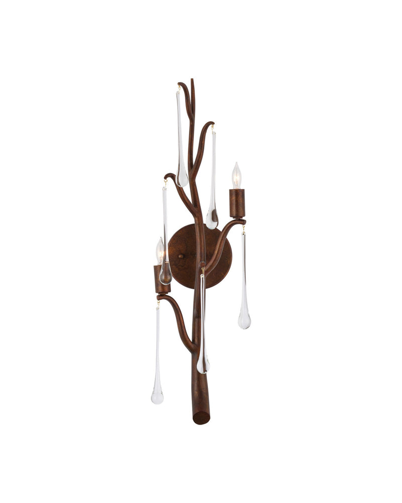 Morning Grove 2-Light Left Wall Sconce in Rhine Gold / Clear