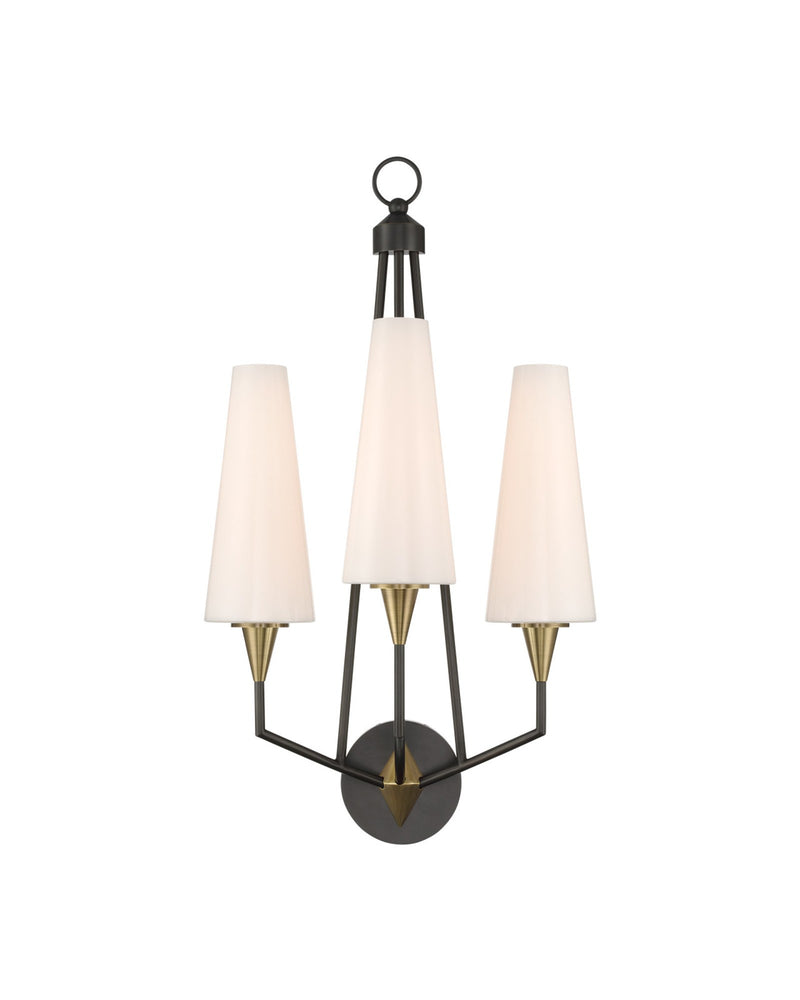 Hennin 3-Light Wall Sconce in Polished Antique Brass / Oil Rubbed Bronze