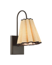 Blithe Grasscloth Wall Sconce in Natural / Dark Bronze