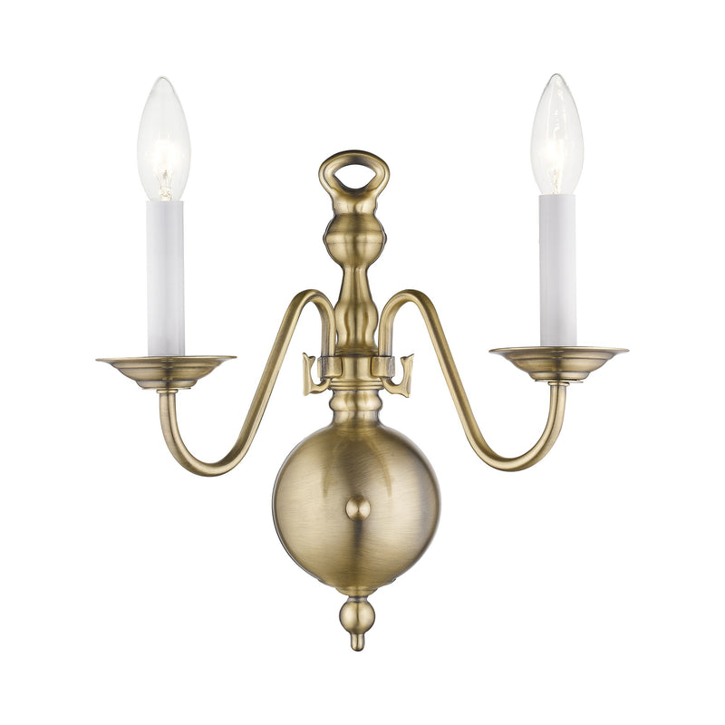 Williamsburgh 2-Light 12.75" Wall Sconce in Antique Brass