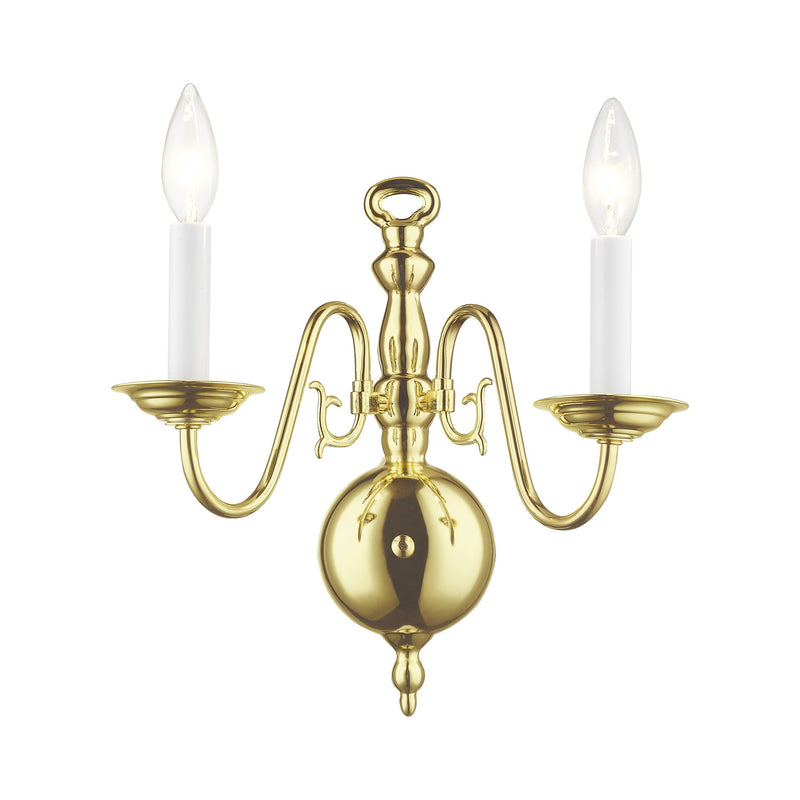 Williamsburgh 2-Light 12.75" Wall Sconce in Polished Brass