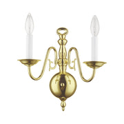 Williamsburgh 2-Light 12.75" Wall Sconce in Polished Brass