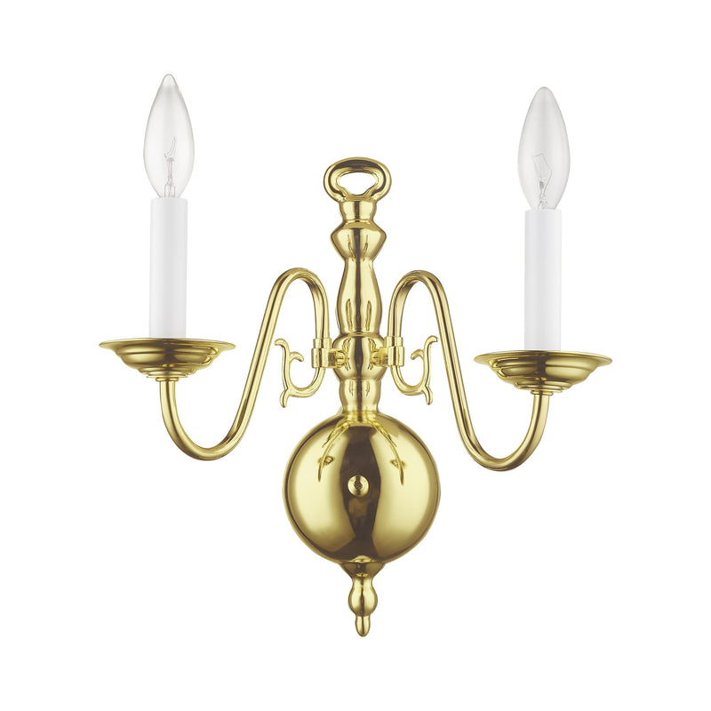 Williamsburgh 2-Light 12.75" Wall Sconce in Polished Brass