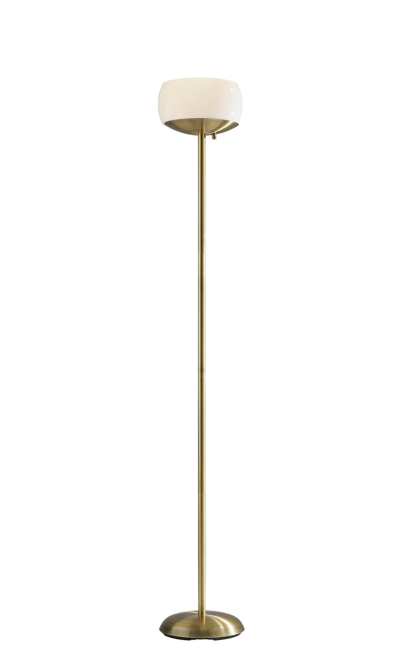 Jessica 2-Light Torchiere Floor Lamp in Antique Brass