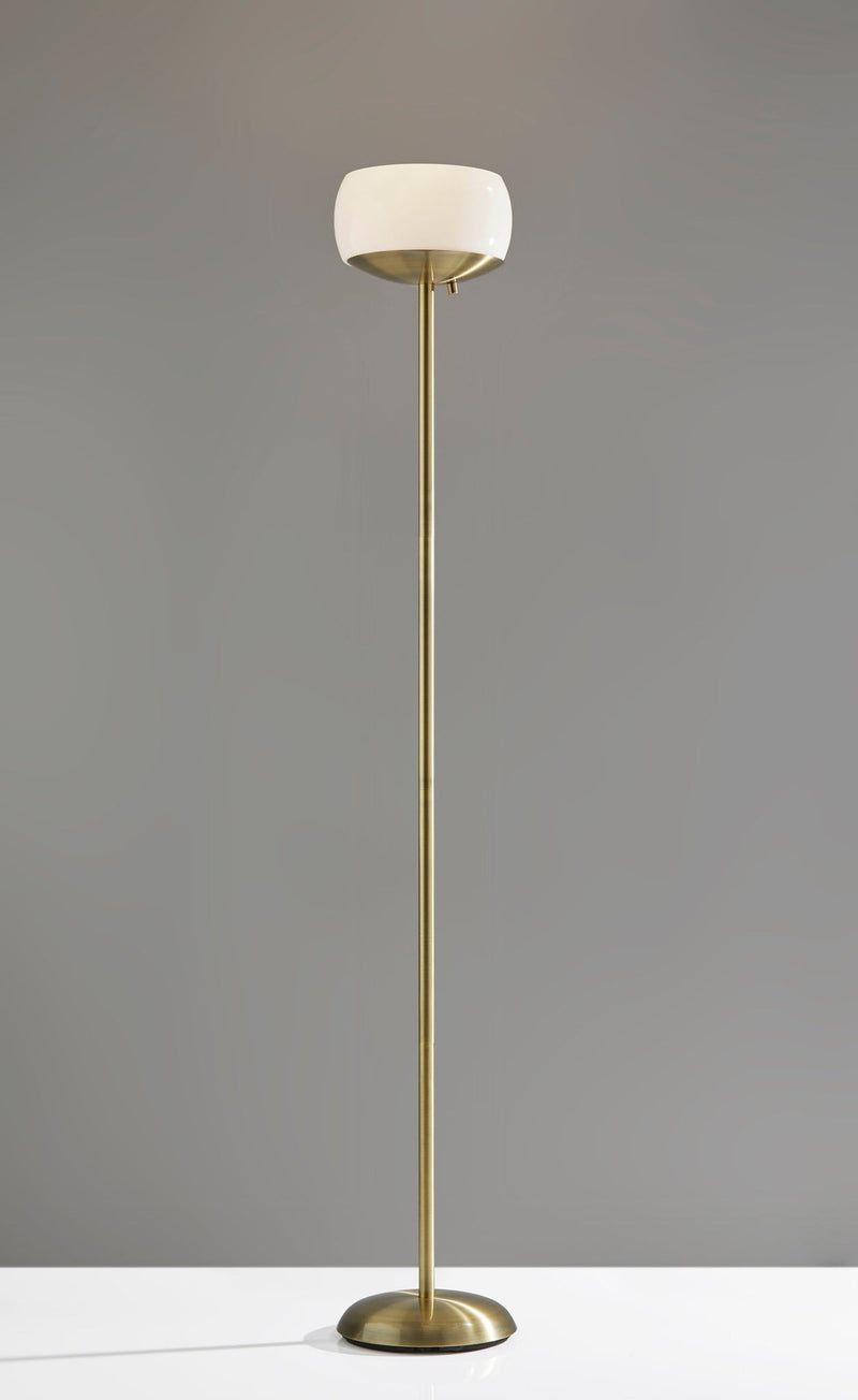 Jessica 2-Light Torchiere Floor Lamp in Antique Brass