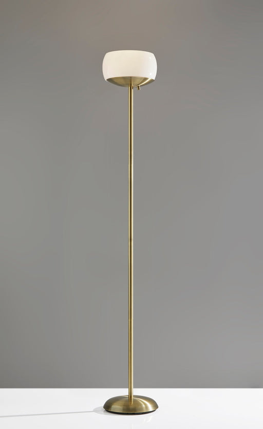 Jessica 2-Light Torchiere Floor Lamp in Antique Brass