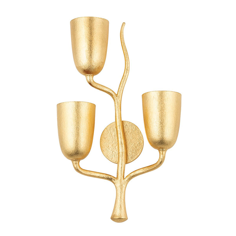 Vine 3-Light Left Wall Sconce in Gold Leaf