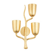 Vine 3-Light Right Wall Sconce in Gold Leaf