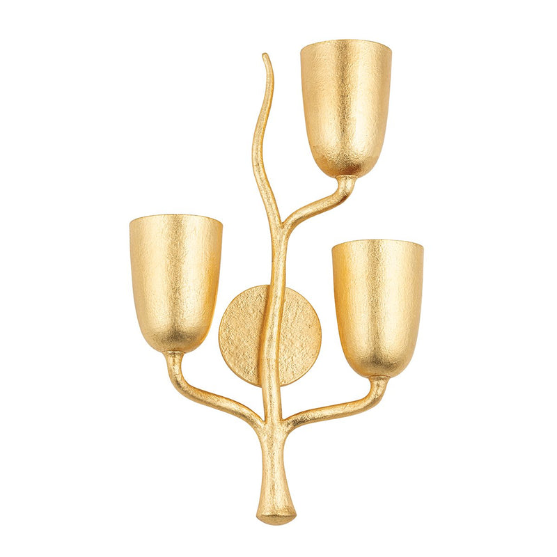Vine 3-Light Right Wall Sconce in Gold Leaf