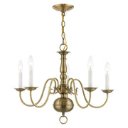 Williamsburgh 5-Light Chandelier in Antique Brass