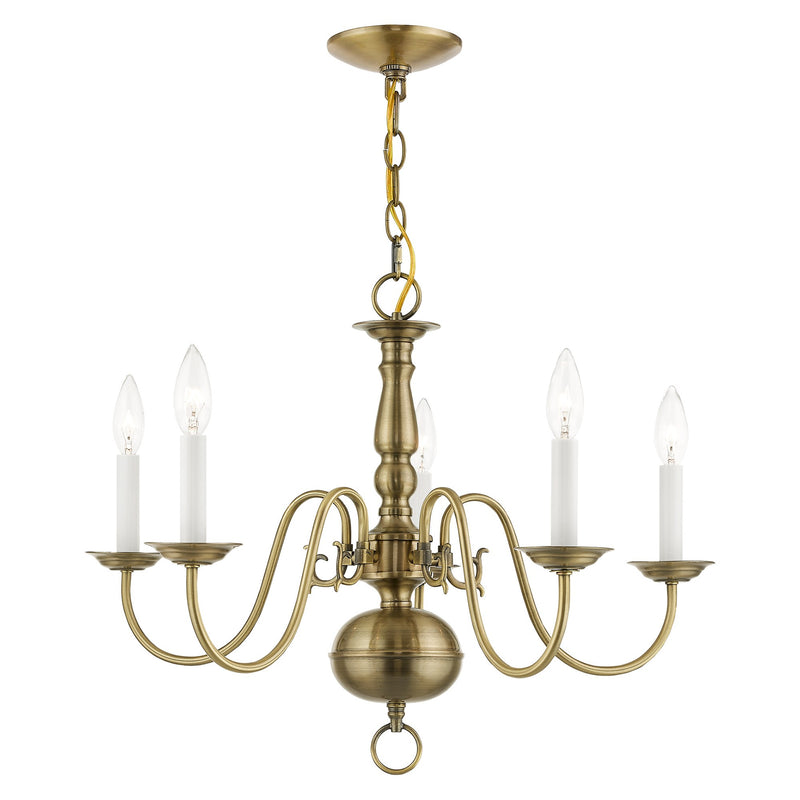 Williamsburgh 5-Light Chandelier in Antique Brass