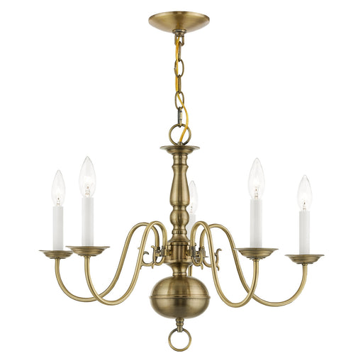 Williamsburgh 5-Light Chandelier in Antique Brass
