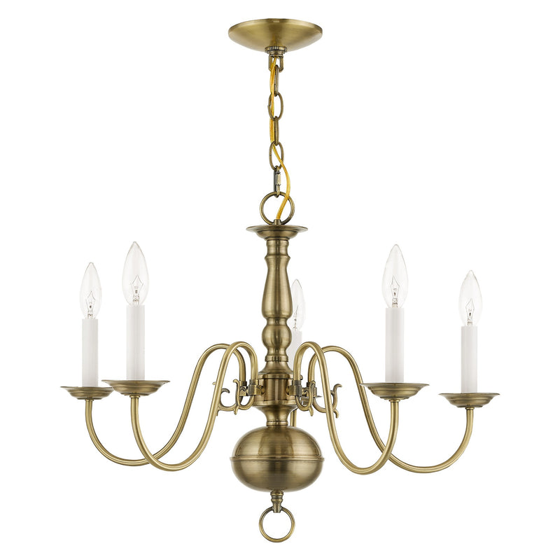 Williamsburgh 5-Light Chandelier in Antique Brass