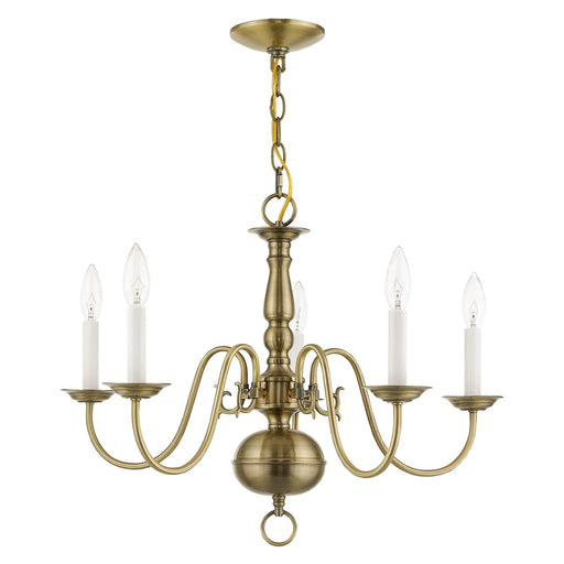Williamsburgh 5-Light Chandelier in Antique Brass