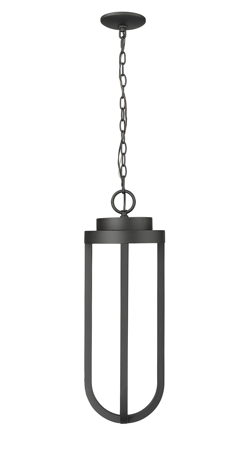 Leland 1 Light 9" Outdoor Chain Mount Ceiling Fixture in Sand Black