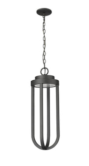 Leland 1 Light 9" Outdoor Chain Mount Ceiling Fixture in Sand Black