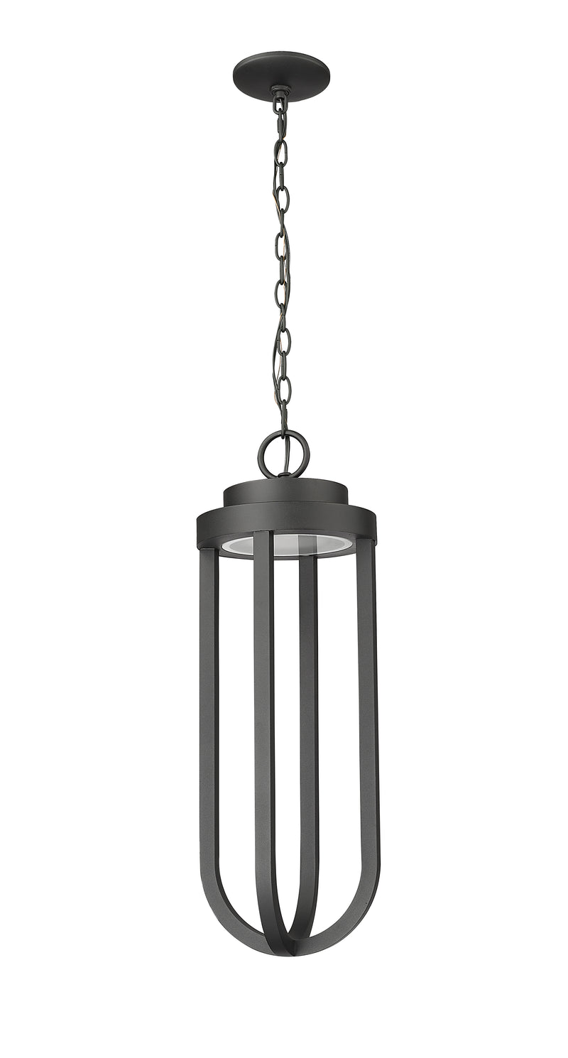 Leland 1 Light 9" Outdoor Chain Mount Ceiling Fixture in Sand Black