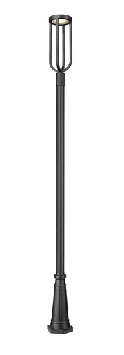 Leland 1 Light 9" Outdoor Post Mount Fixture in Sand Black, 96" Post, 10" Decorative Base