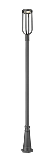 Leland 1 Light 9" Outdoor Post Mount Fixture in Sand Black, 96" Cast Post, 10" Base