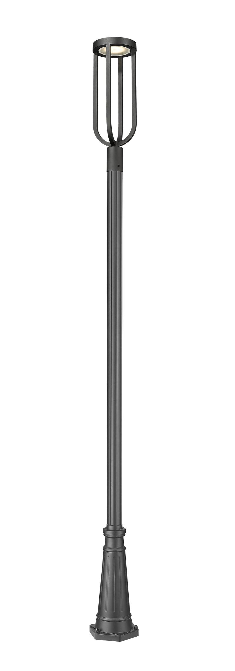 Leland 1 Light 9" Outdoor Post Mount Fixture in Sand Black, 96" Cast Post, 10" Base