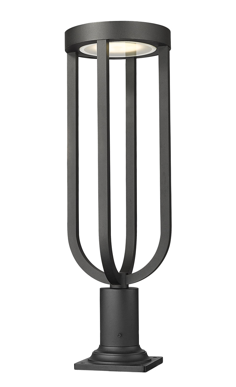 Leland 1 Light 9" Outdoor Post Mount Fixture in Sand Black, Pier Mount, 6" Base